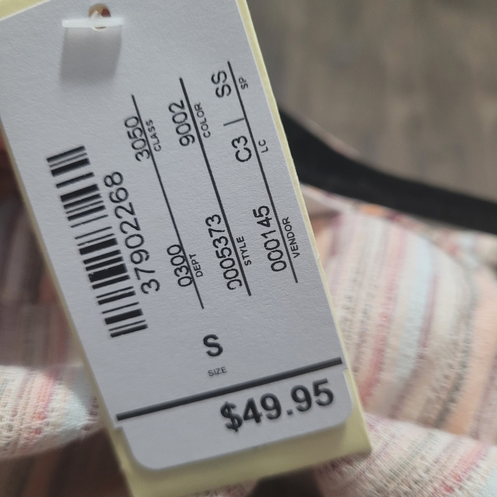 Christopher & Banks Striped Tunic - Orange, White, Tan 100% Cotton Oversized - Picture 5 of 6